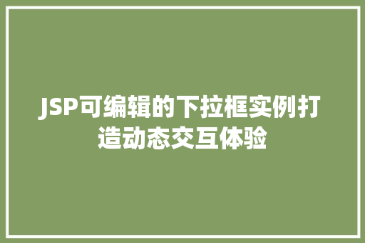 JSP可编辑的下拉框实例打造动态交互体验