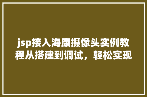 jsp接入海康摄像头实例教程从搭建到调试，轻松实现视频监控