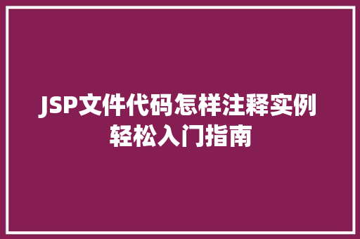 JSP文件代码怎样注释实例轻松入门指南