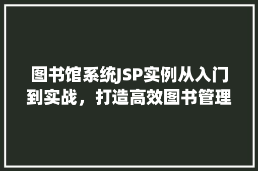 图书馆系统JSP实例从入门到实战，打造高效图书管理系统