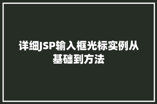 详细JSP输入框光标实例从基础到方法