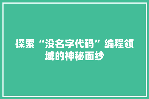 探索“没名字代码”编程领域的神秘面纱