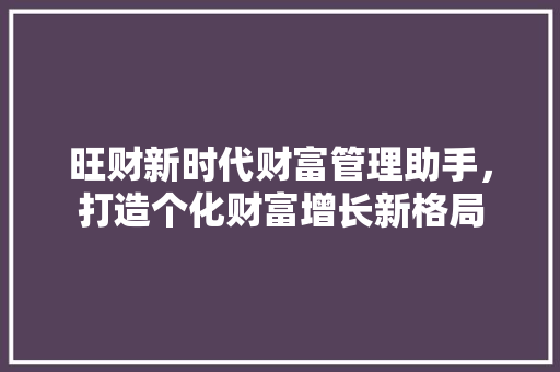 旺财新时代财富管理助手，打造个化财富增长新格局