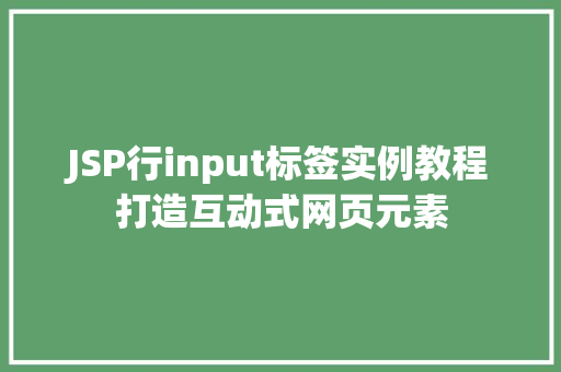JSP行input标签实例教程打造互动式网页元素