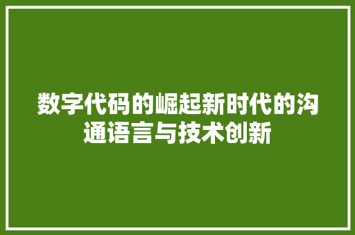 数字代码的崛起新时代的沟通语言与技术创新
