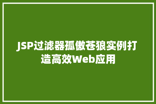 JSP过滤器孤傲苍狼实例打造高效Web应用  第1张