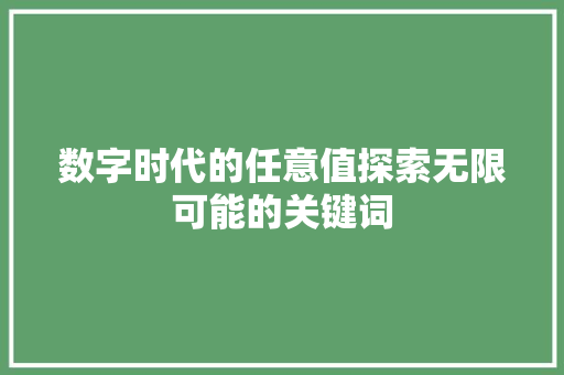 数字时代的任意值探索无限可能的关键词