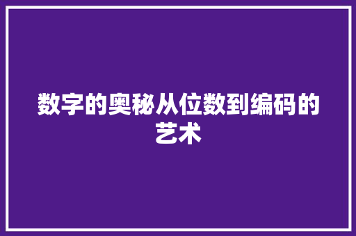 数字的奥秘从位数到编码的艺术