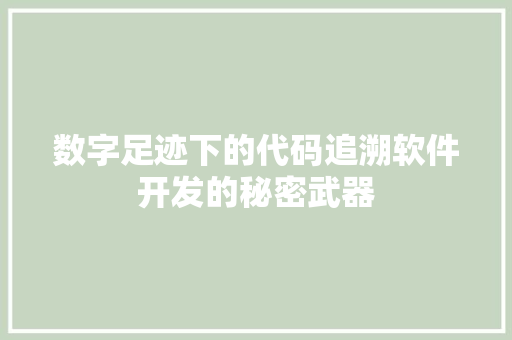 数字足迹下的代码追溯软件开发的秘密武器