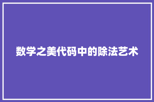 数学之美代码中的除法艺术