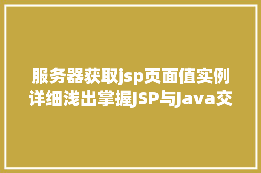 服务器获取jsp页面值实例详细浅出掌握JSP与Java交互方法