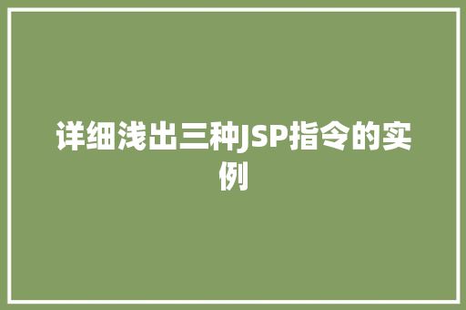 详细浅出三种JSP指令的实例