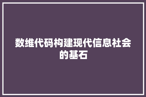 数维代码构建现代信息社会的基石