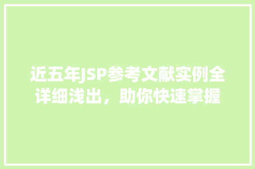 近五年JSP参考文献实例全详细浅出，助你快速掌握