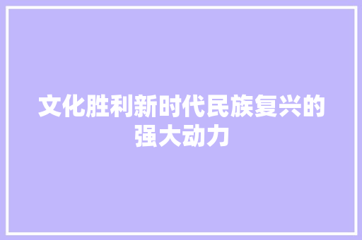 文化胜利新时代民族复兴的强大动力