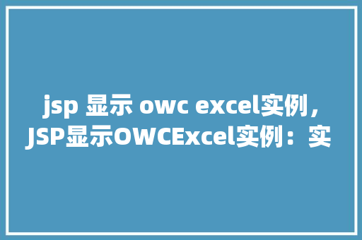 jsp 显示 owc excel实例，JSP显示OWCExcel实例：实现网页端Excel表格展示