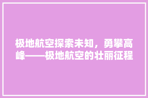 极地航空探索未知，勇攀高峰——极地航空的壮丽征程