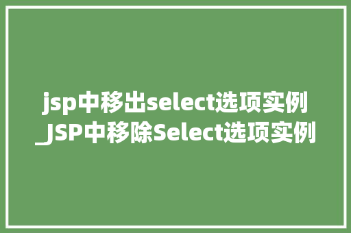 jsp中移出select选项实例_JSP中移除Select选项实例详解轻松掌握操作方法