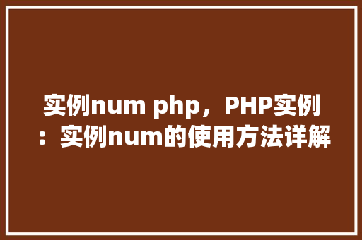 实例num php，PHP实例：实例num的使用方法详解