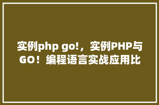 实例php go!，实例PHP与GO！编程语言实战应用比较