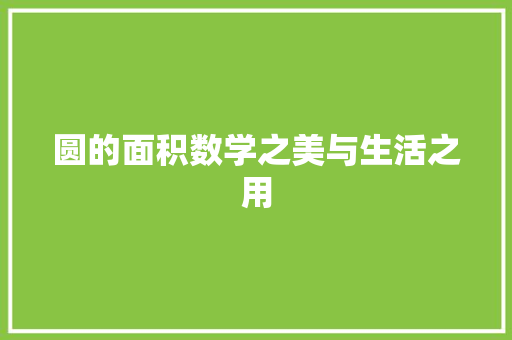圆的面积数学之美与生活之用