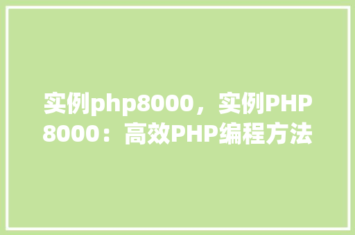 实例php8000，实例PHP8000：高效PHP编程方法实例展示