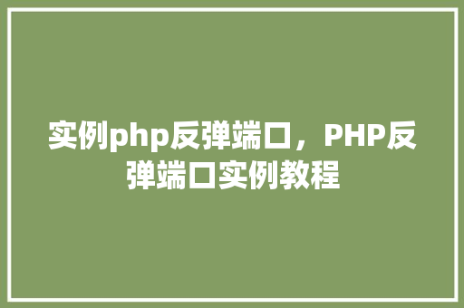 实例php反弹端口，PHP反弹端口实例教程