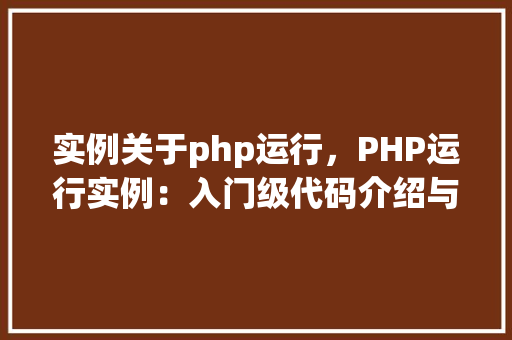 实例关于php运行，PHP运行实例：入门级代码介绍与运行步骤  第1张