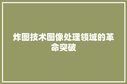 炸图技术图像处理领域的革命突破