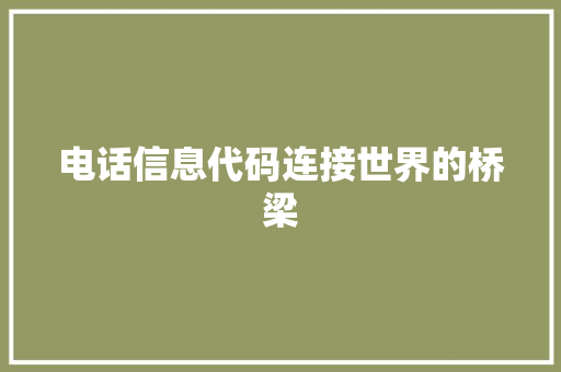 电话信息代码连接世界的桥梁