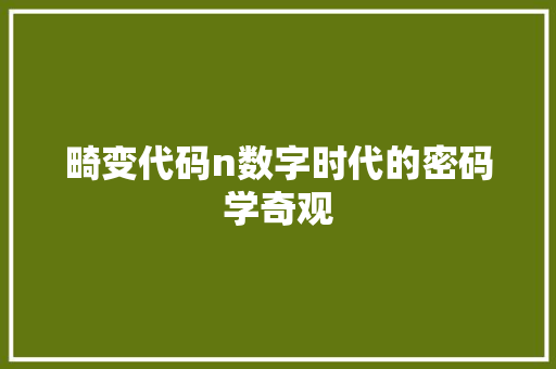 畸变代码n数字时代的密码学奇观