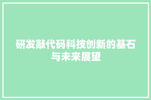 研发敲代码科技创新的基石与未来展望