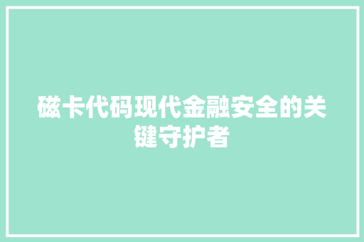磁卡代码现代金融安全的关键守护者