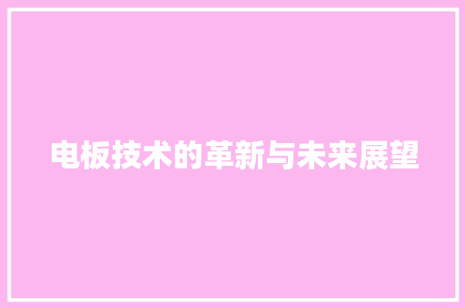 电板技术的革新与未来展望