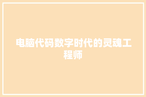 电脑代码数字时代的灵魂工程师