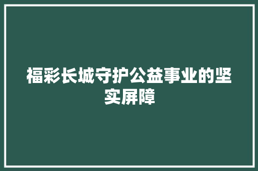 福彩长城守护公益事业的坚实屏障