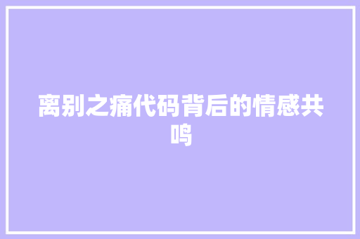 离别之痛代码背后的情感共鸣