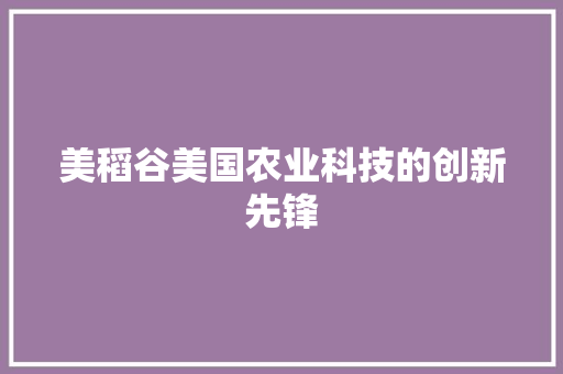 美稻谷美国农业科技的创新先锋