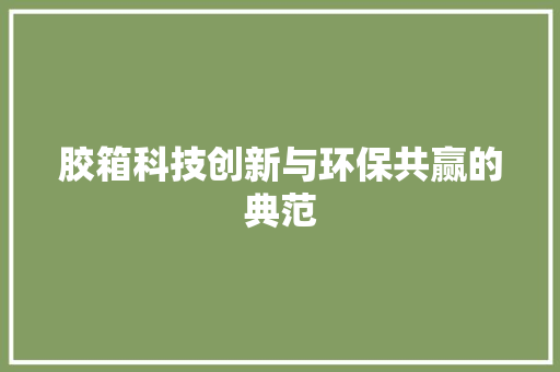 胶箱科技创新与环保共赢的典范