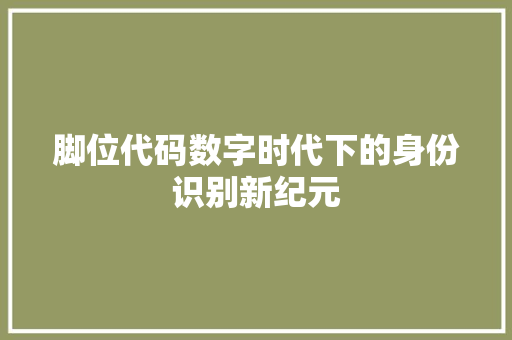 脚位代码数字时代下的身份识别新纪元