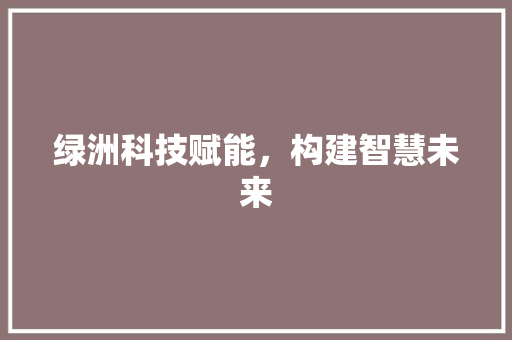 绿洲科技赋能，构建智慧未来