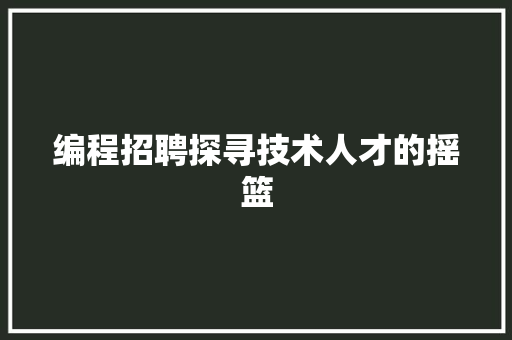 编程招聘探寻技术人才的摇篮
