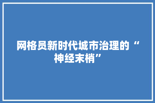 网格员新时代城市治理的“神经末梢”