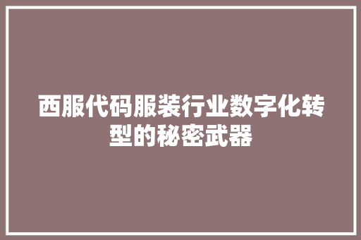 西服代码服装行业数字化转型的秘密武器