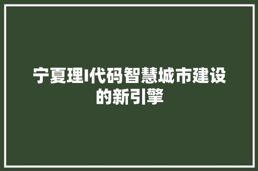 宁夏理I代码智慧城市建设的新引擎
