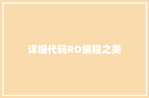 详细代码RO编程之美