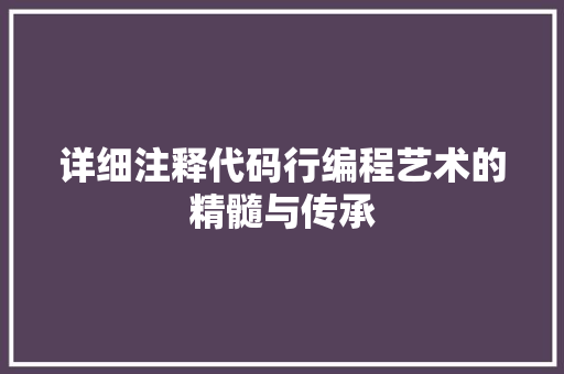 详细注释代码行编程艺术的精髓与传承