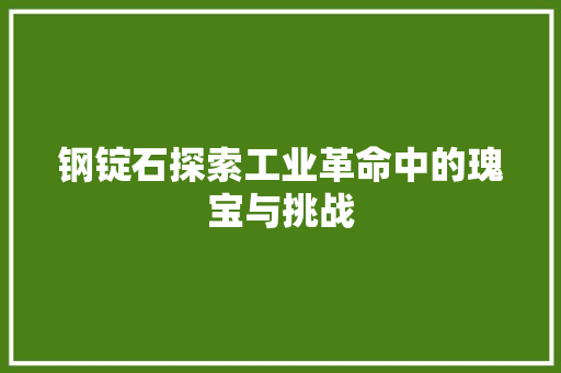钢锭石探索工业革命中的瑰宝与挑战