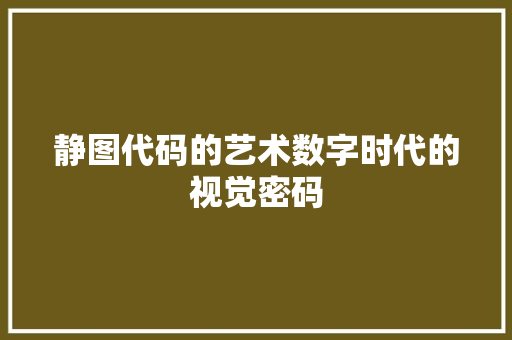 静图代码的艺术数字时代的视觉密码