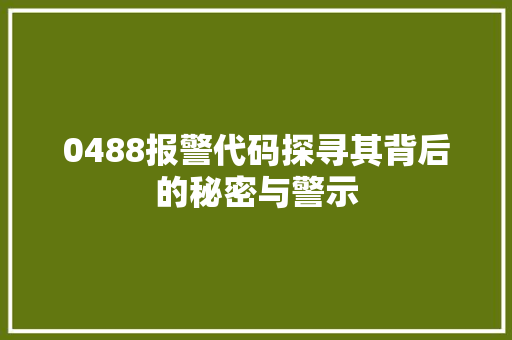 0488报警代码探寻其背后的秘密与警示